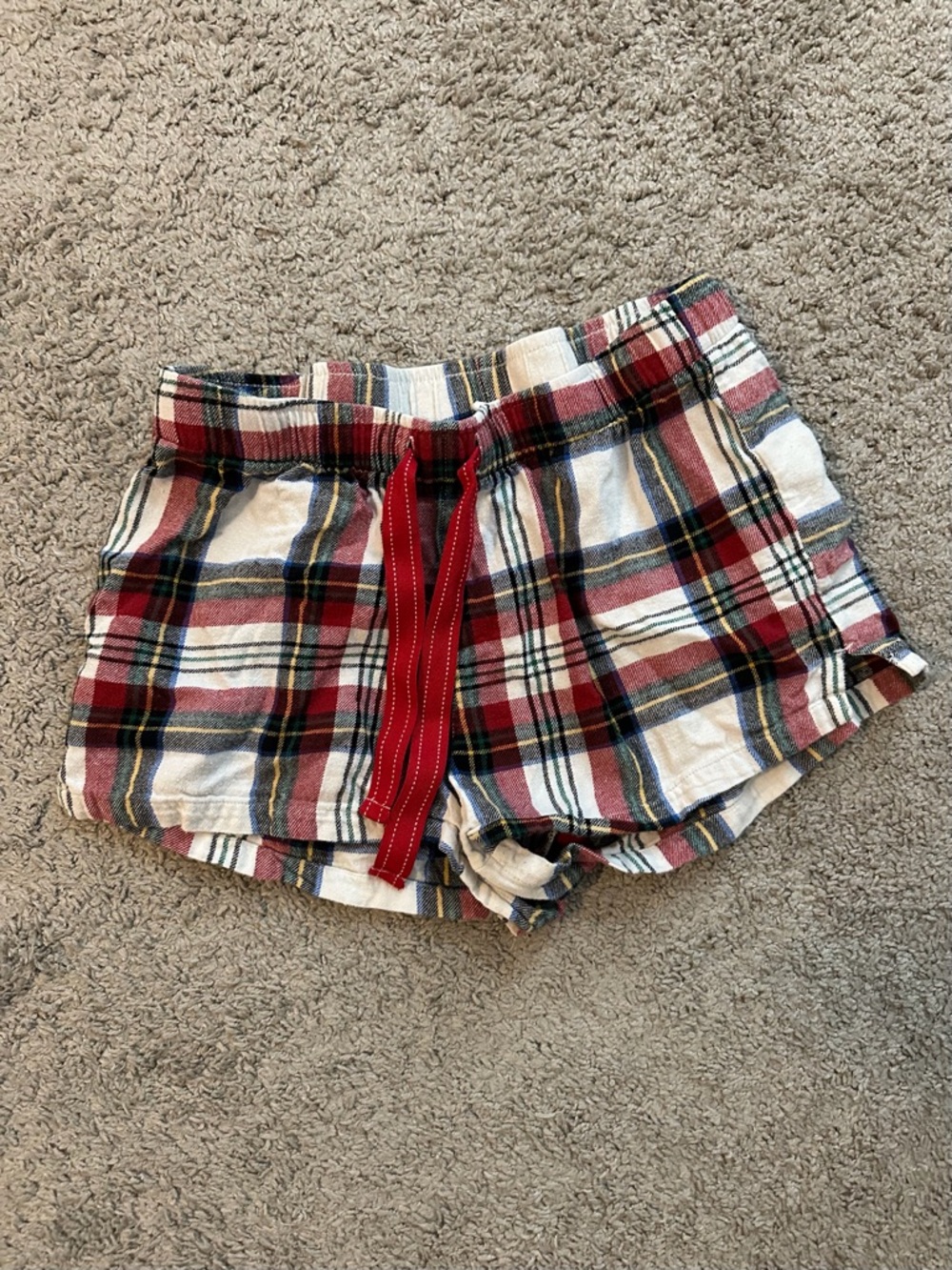 Old Navy Red Plaid Short Pajamas with Drawstring